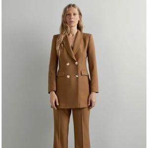 Zara Double Breasted Camel Blazer XS